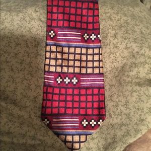 Perry Ellis Burgundy, Gold and Blue Tie